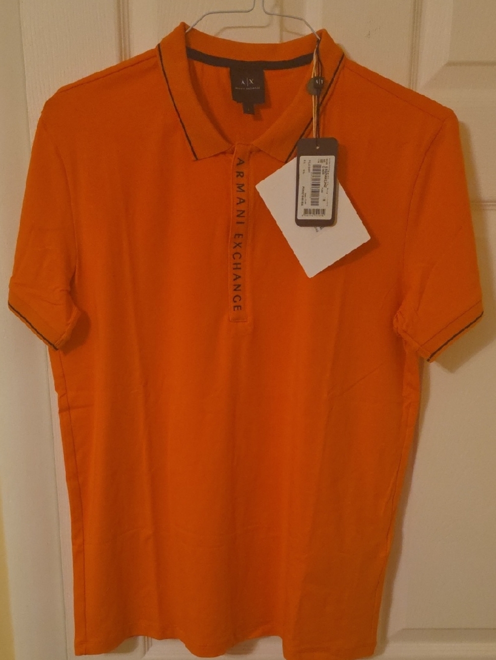 Armani Exchange Men’s Orange Polo with Contrast Trim